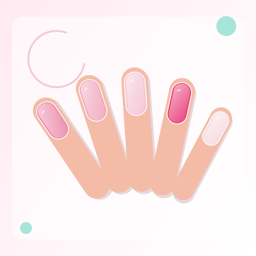 Pink chrome acrylic nail set