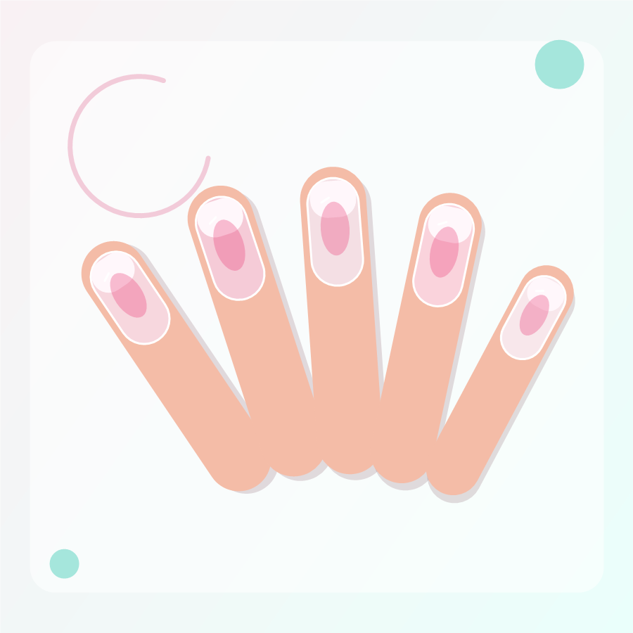 French tip acrylic nails with aura design